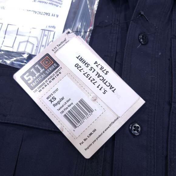 5.11 Tactical Shirt Mens XS Fire Blue Cotton Long Sleeve Pocket Vented Top - Picture 7 of 7
